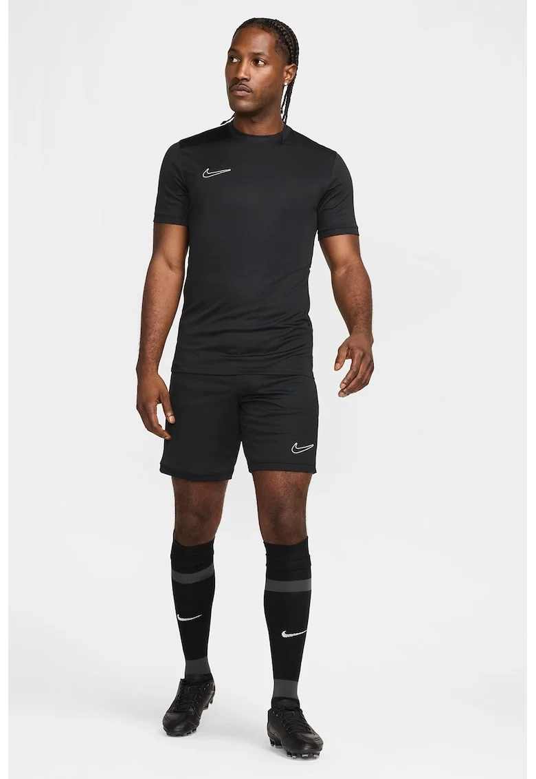 Tricou slim-fit pentru fotbal, Alb/Negru stins