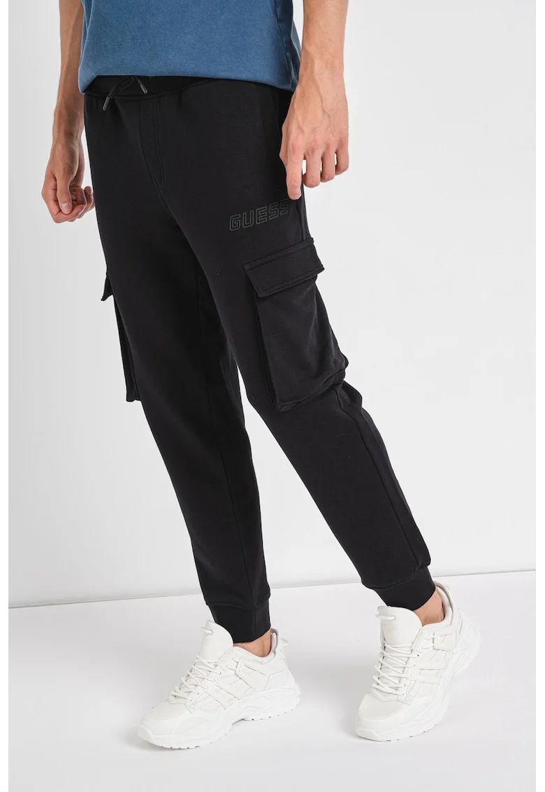 Pantaloni cargo din amestec de bumbac, pentru antrenament, Negru