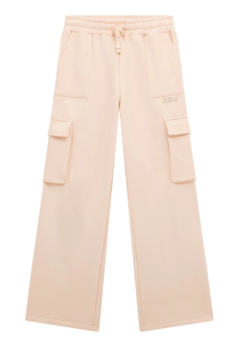 Pantaloni cargo cu croiala ampla si snur, Bej deschis