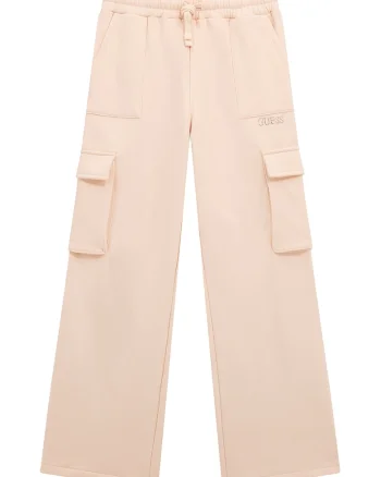 Pantaloni cargo cu croiala ampla si snur, Bej deschis
