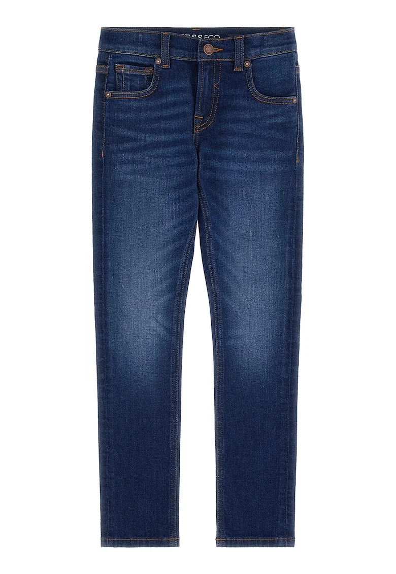 Blugi skinny cu aspect decolorat, Albastru inchis