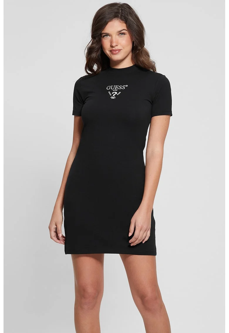 Rochie mini cu logo, Negru