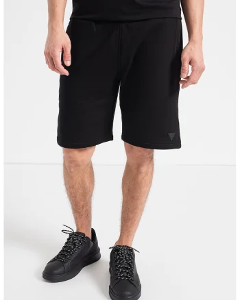 Pantaloni scurti cu snur in talie, pentru fitness, Negru