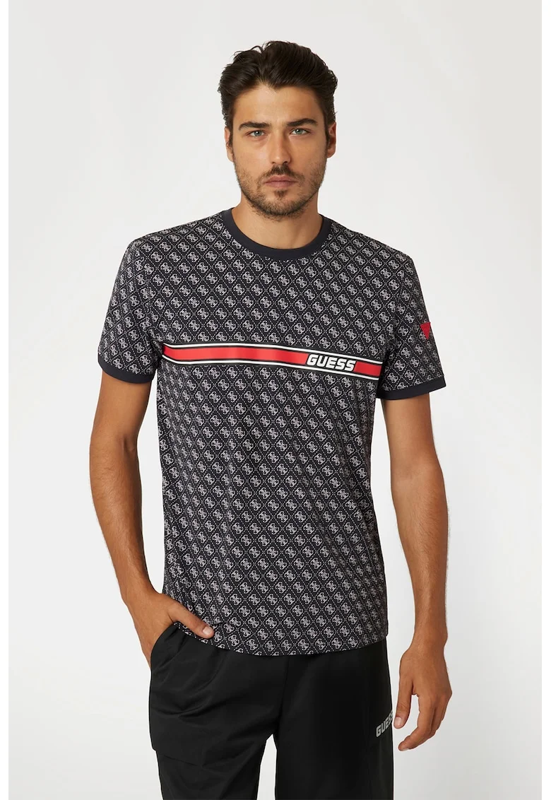 Tricou cu imprimeu logo, pentru fitness, Rosu/Alb fildes/Albastru ultramarin