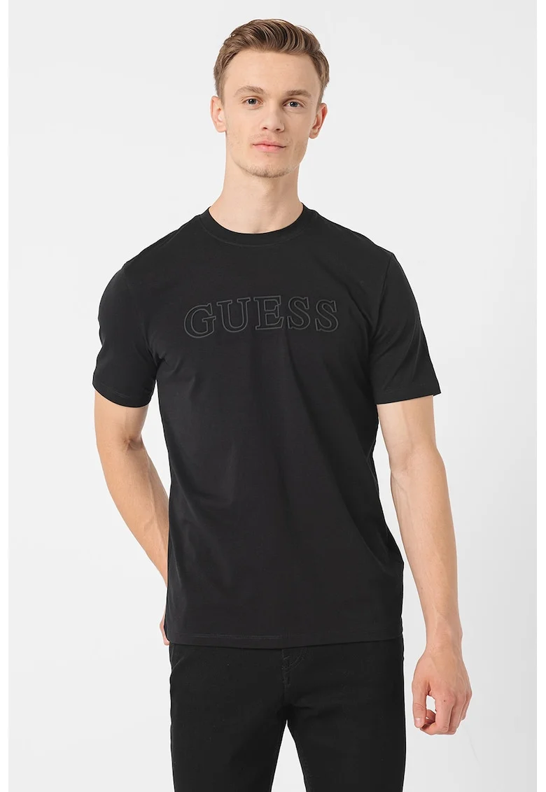 Tricou cu logo in relief, pentru antrenament, Negru