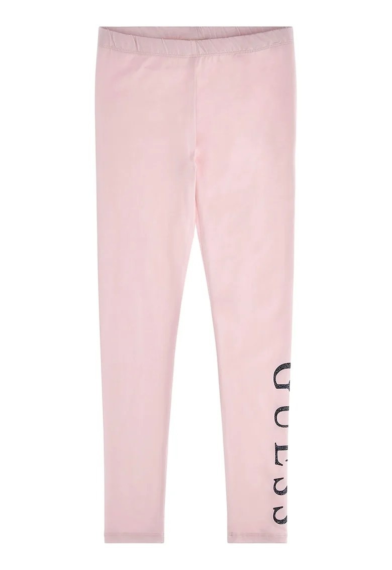 Colanti din amestec de bumbac cu imprimeu logo, Roz pastel