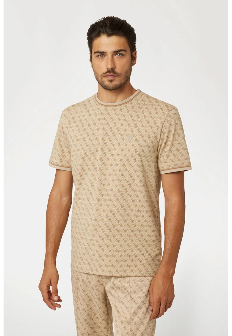 Tricou cu monograma, pentru fitness, Bej