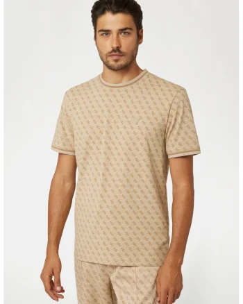 Tricou cu monograma, pentru fitness, Bej