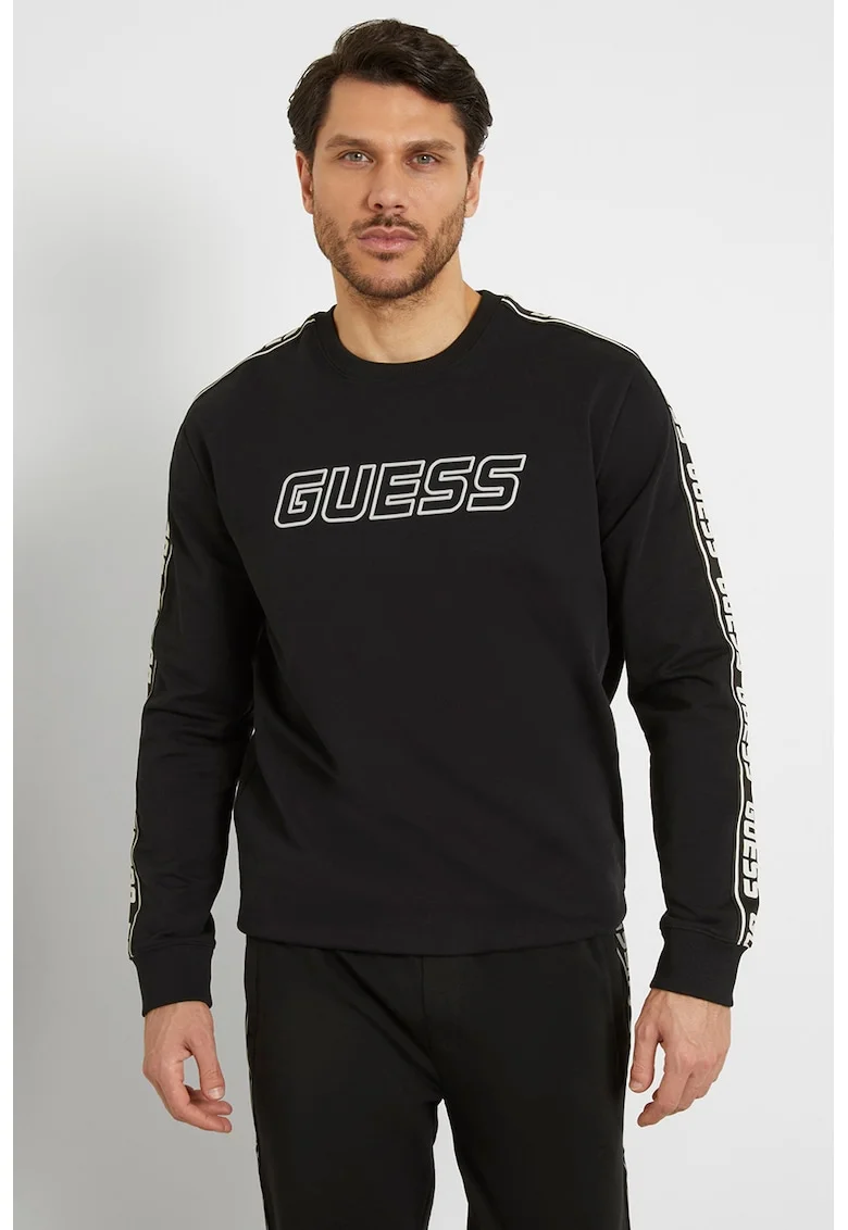 Bluza de trening din bumbac cu segmente logo, Negru