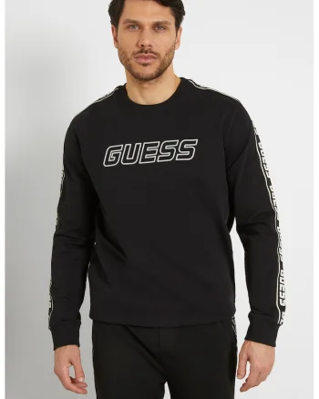 Bluza de trening din bumbac cu segmente logo, Negru
