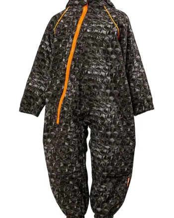 Salopeta impermeabila cu gluga Softshell, Negru stins/Portocaliu mandarina