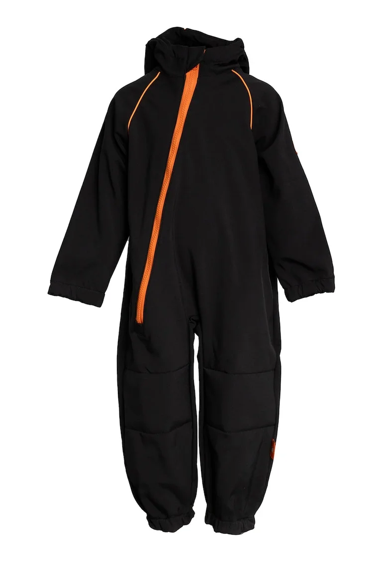 Salopeta impermeabila cu gluga Softshell, Negru/Portocaliu