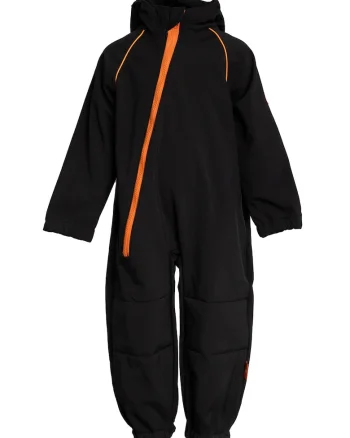 Salopeta impermeabila cu gluga Softshell, Negru/Portocaliu