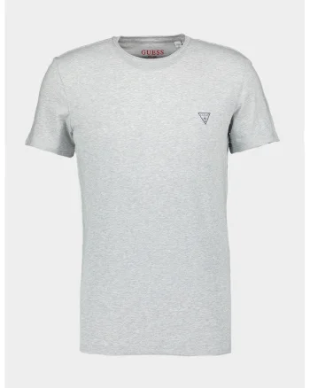 Tricou slim fit cu decolteu la baza gatului, Gri melange