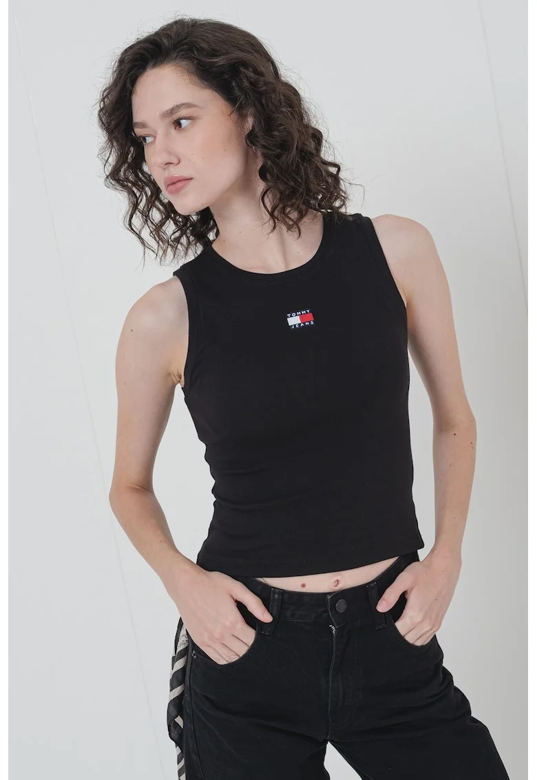 Top cu aplicatie logo discreta, Negru