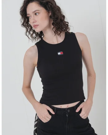 Top cu aplicatie logo discreta, Negru