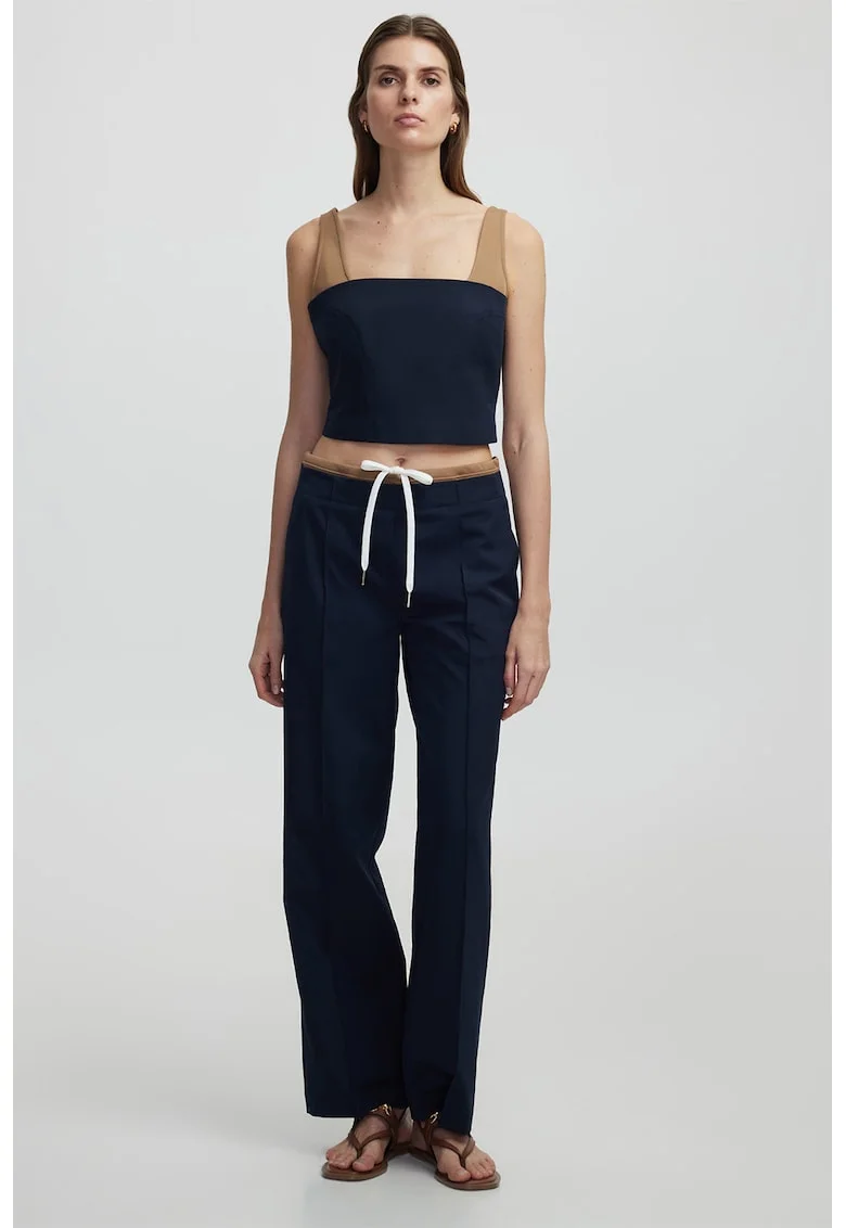 Top crop cu model uni, Bleumarin