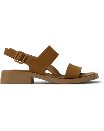 Sandale de piele nabuc cu varf patrat Dana, Caramel
