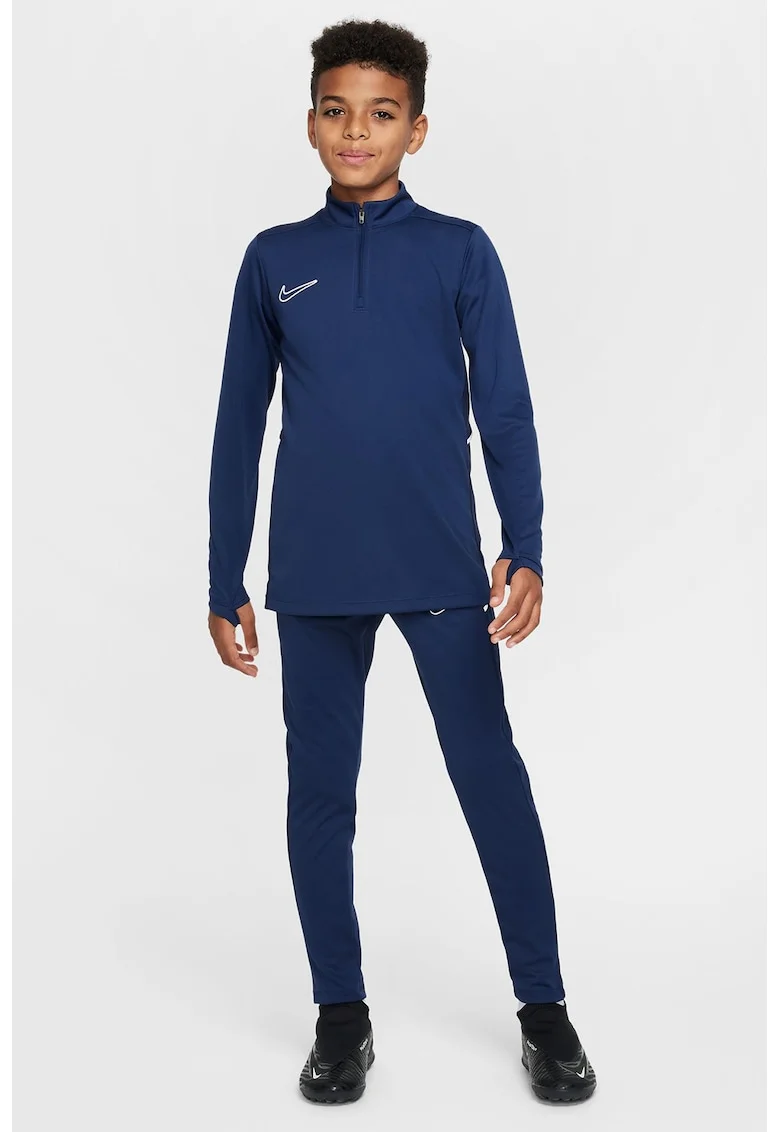 Bluza slim-fit cu logo, pentru fotbal, Albastru inchis/Alb murdar