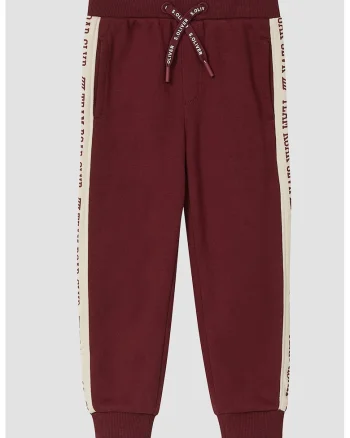 Pantaloni de trening cu segmente contrastante laterale, Visiniu/Bej deschis