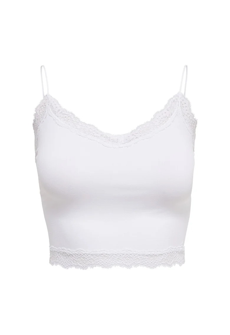 Top crop slim-fit fara cusaturi Vicky, Alb