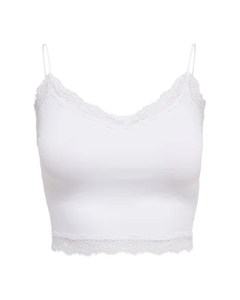 Top crop slim-fit fara cusaturi Vicky, Alb