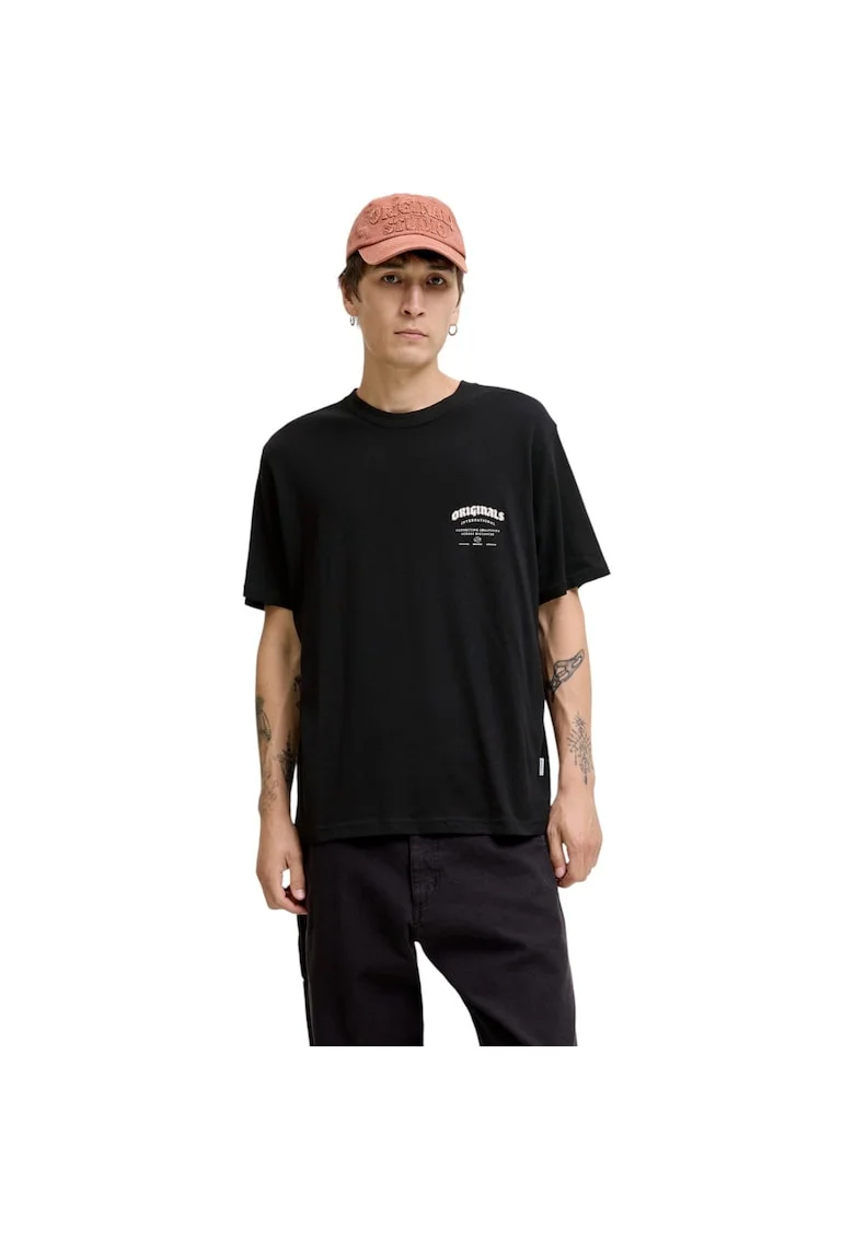 Tricou JACK &JONES Meadows Typo 50203, Negru