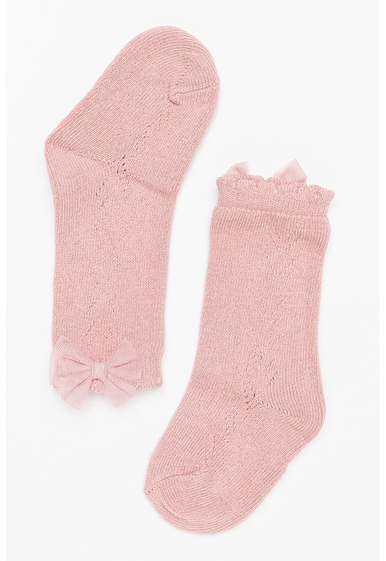 Sosete lungi tricotate cu funda decorativa, Roz prafuit