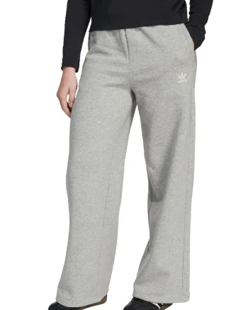 Pantaloni de trening cu croiala ampla si talie inalta, Gri melange