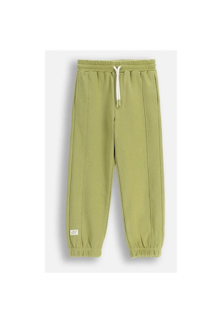 Pantaloni copii,  trening, verde masliniu, bumbac, cu buzunare