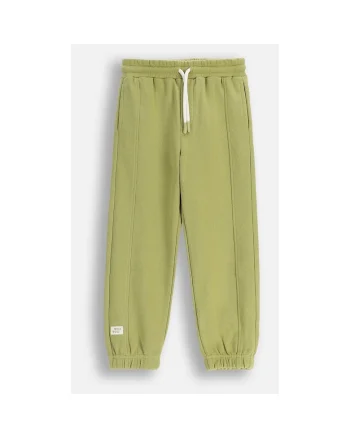 Pantaloni copii,  trening, verde masliniu, bumbac, cu buzunare