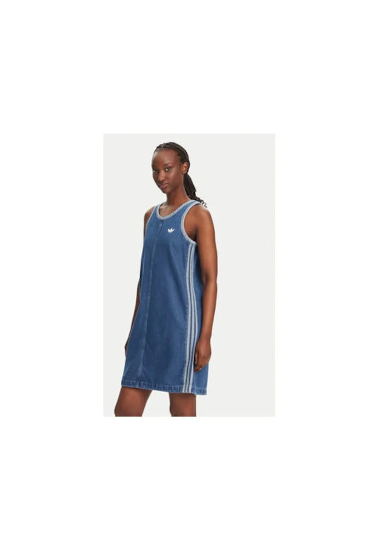 Rochie scurta din denim cu decolteu rotund