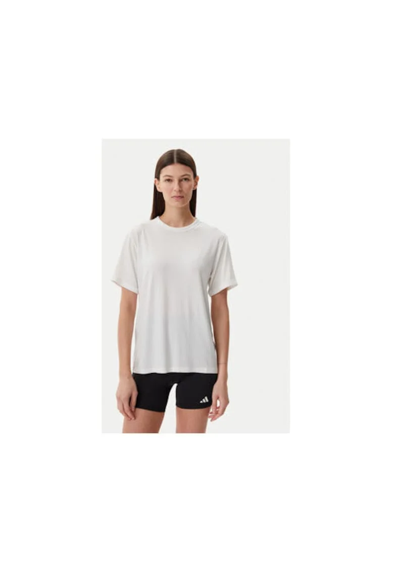 Tricou uni lejer cu decolteu la baza gatului