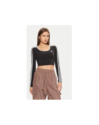 Bluza slim fit crop cu decolteu rotund