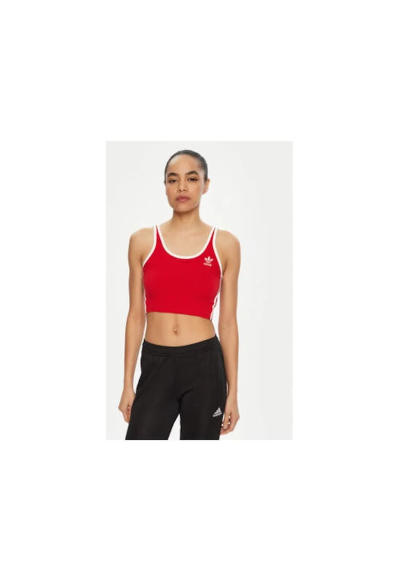 Top slim fit crop cu imprimeu uni