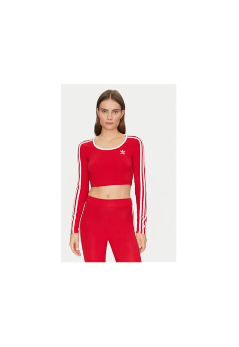 Bluza uni crop cu decolteu rotund