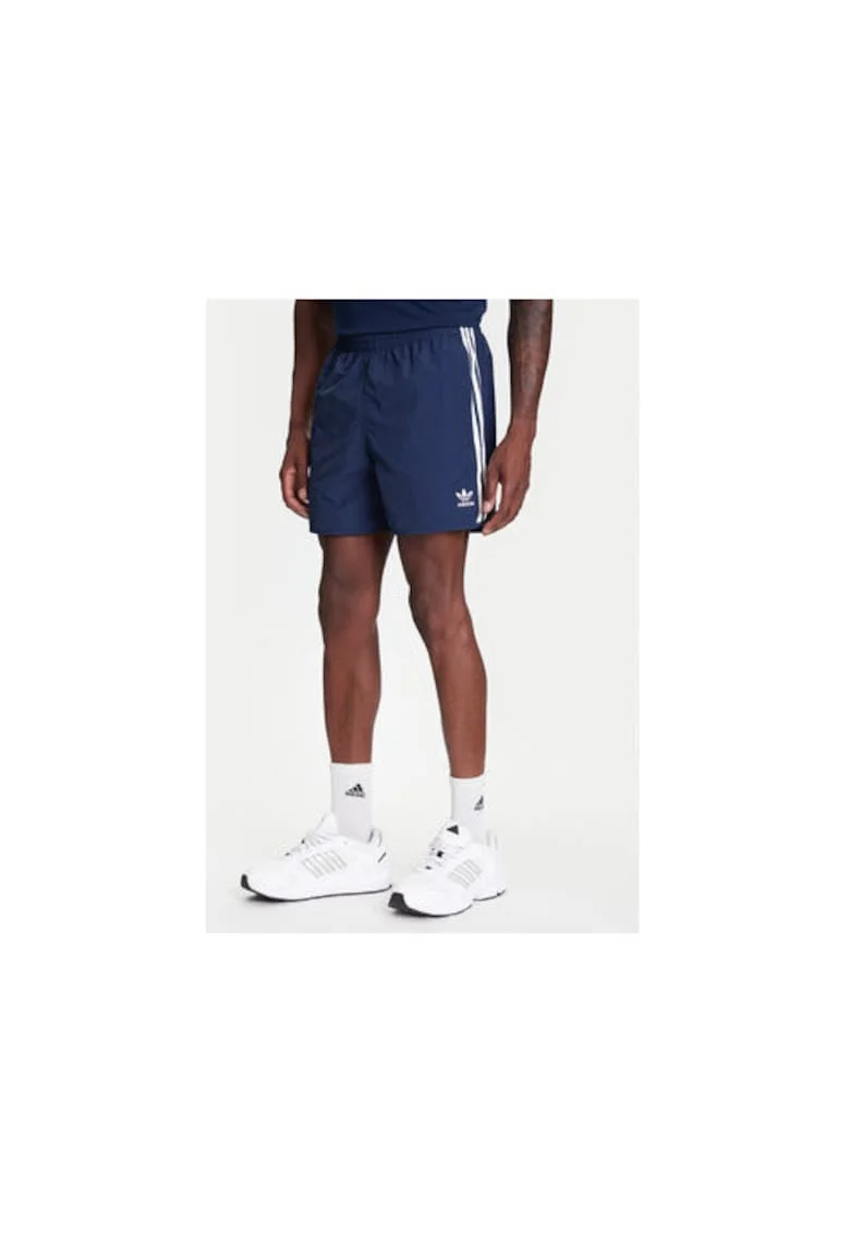 Pantaloni scurti de trening din amestec de poliamida cu dungi laterale si logo
