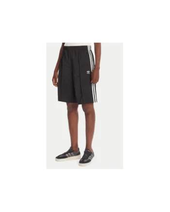 Pantaloni scurti de trening din poliester cu capse laterale si logo frontal