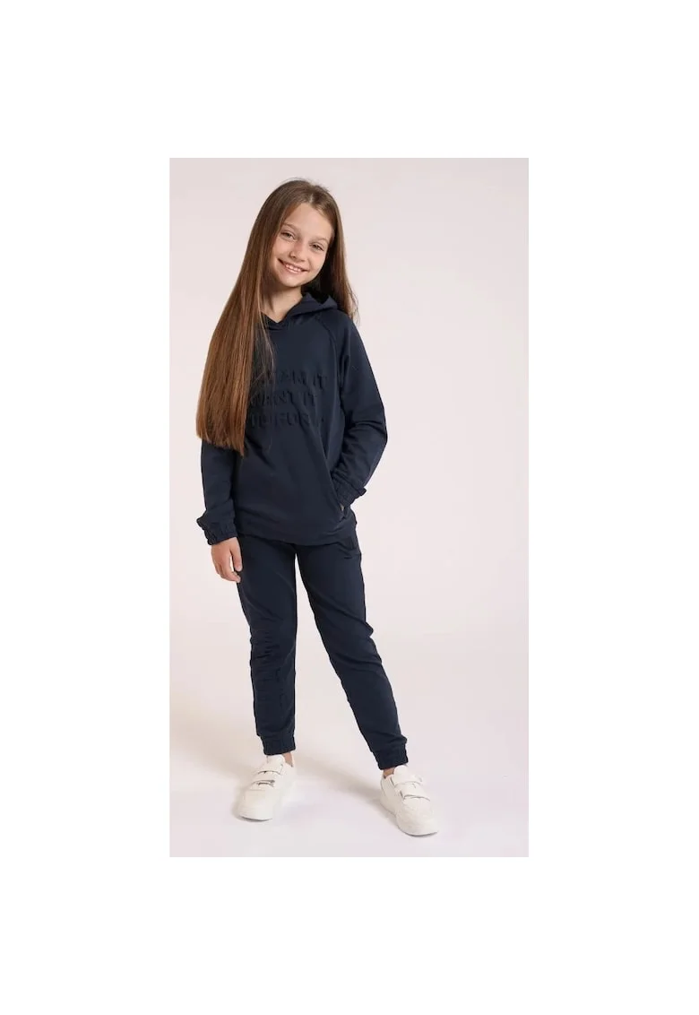 Pantaloni sport din bumbac cu buzunare pentru fete, Albastru