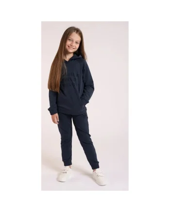 Pantaloni sport din bumbac cu buzunare pentru fete, Albastru
