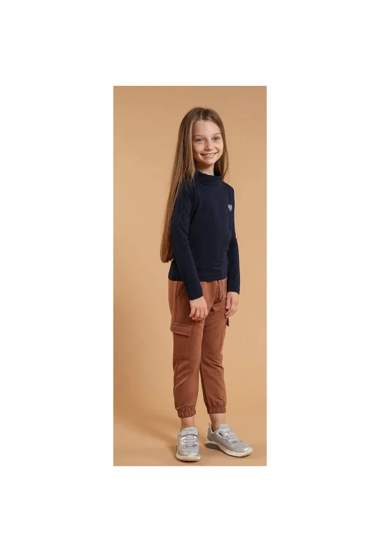 Pantaloni din bumbac cu buzunare pentru fetite, Maro