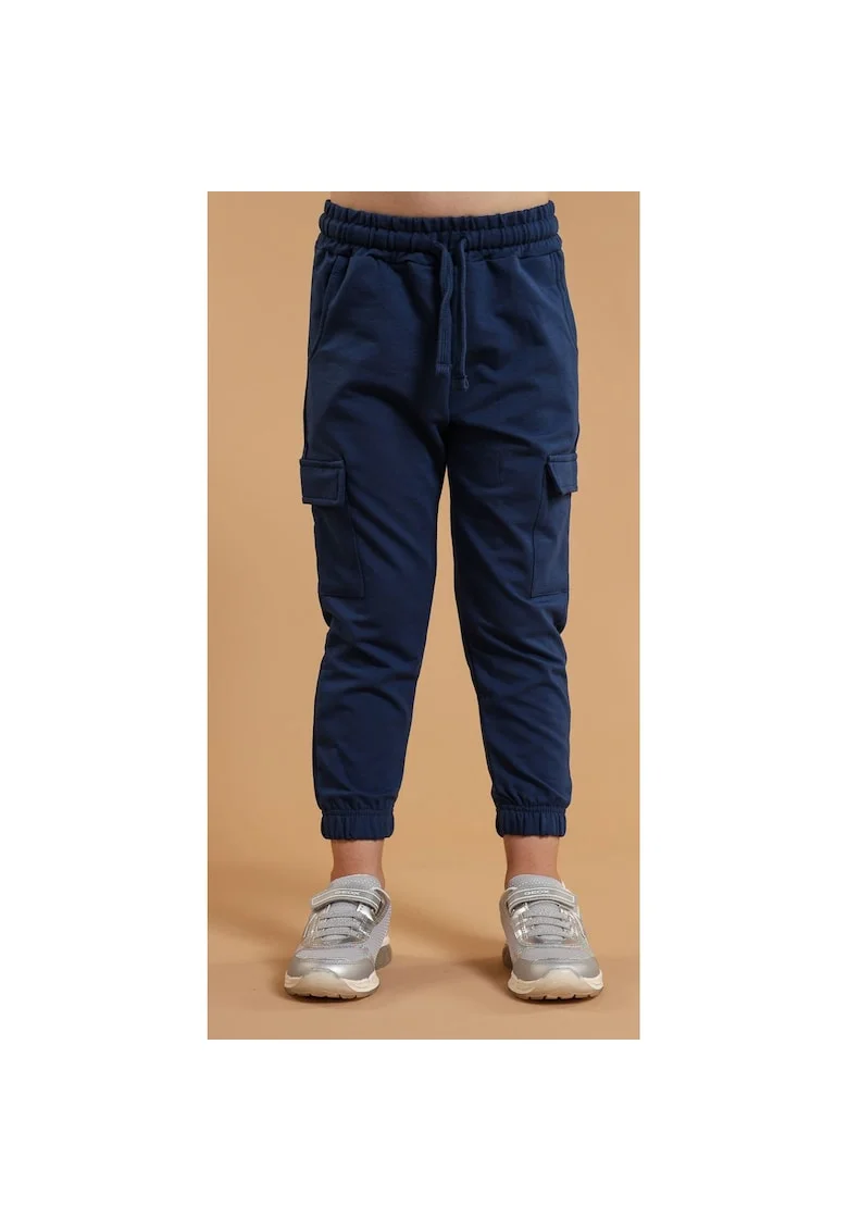 Pantaloni din bumbac cu buzunare pentru fetite, Albastru