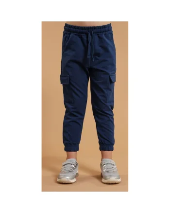 Pantaloni din bumbac cu buzunare pentru fetite, Albastru
