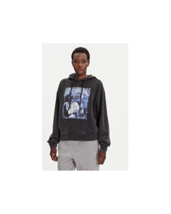 Hanorac din bumbac cu model decolorat si logo frontal