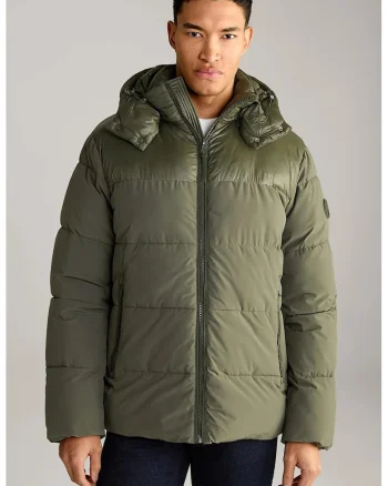 JOOP JEANS, Geaca matlasata cu inchidere prin fermoar, Verde