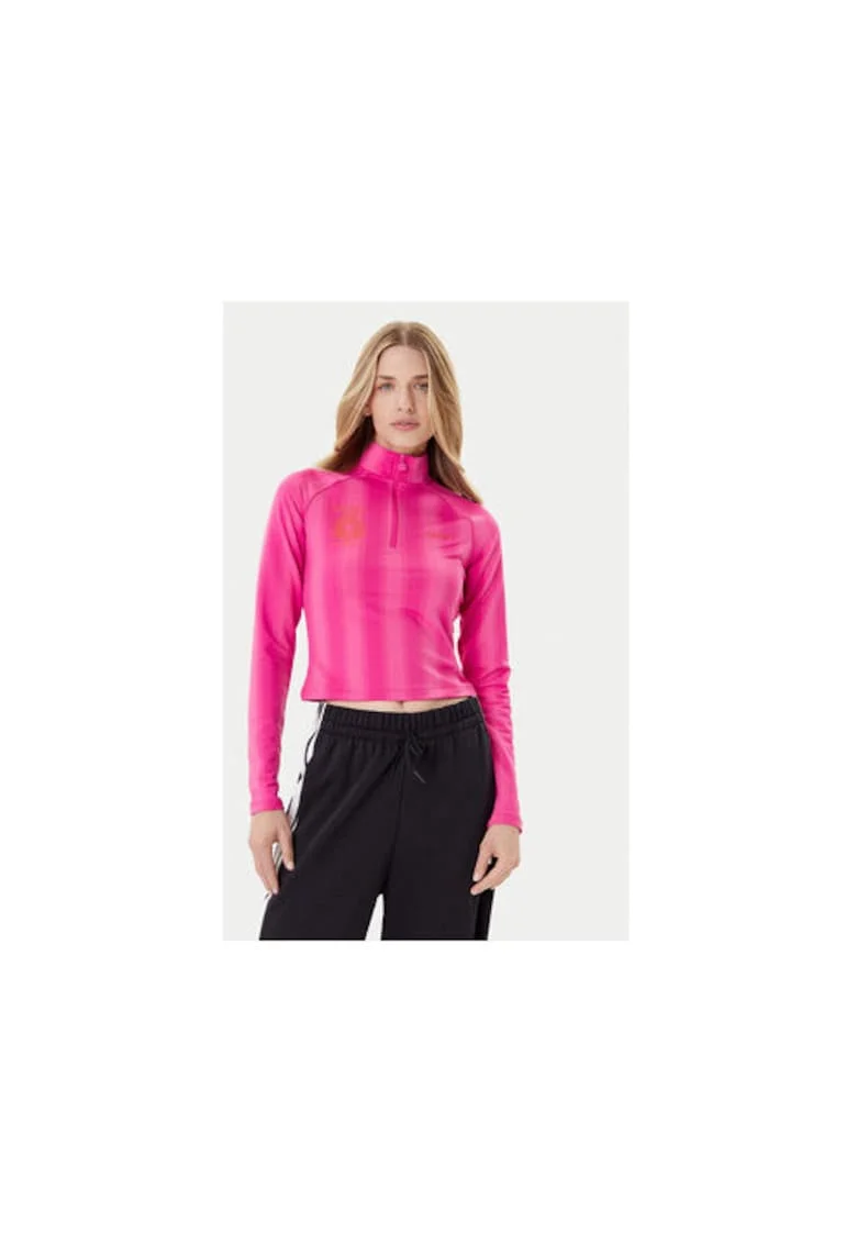 Bluza scurta din poliester cu fermoar scurt si maneci lungi