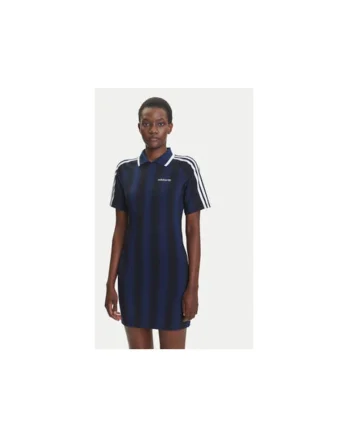 Rochie scurta din poliester cu guler polo si logo