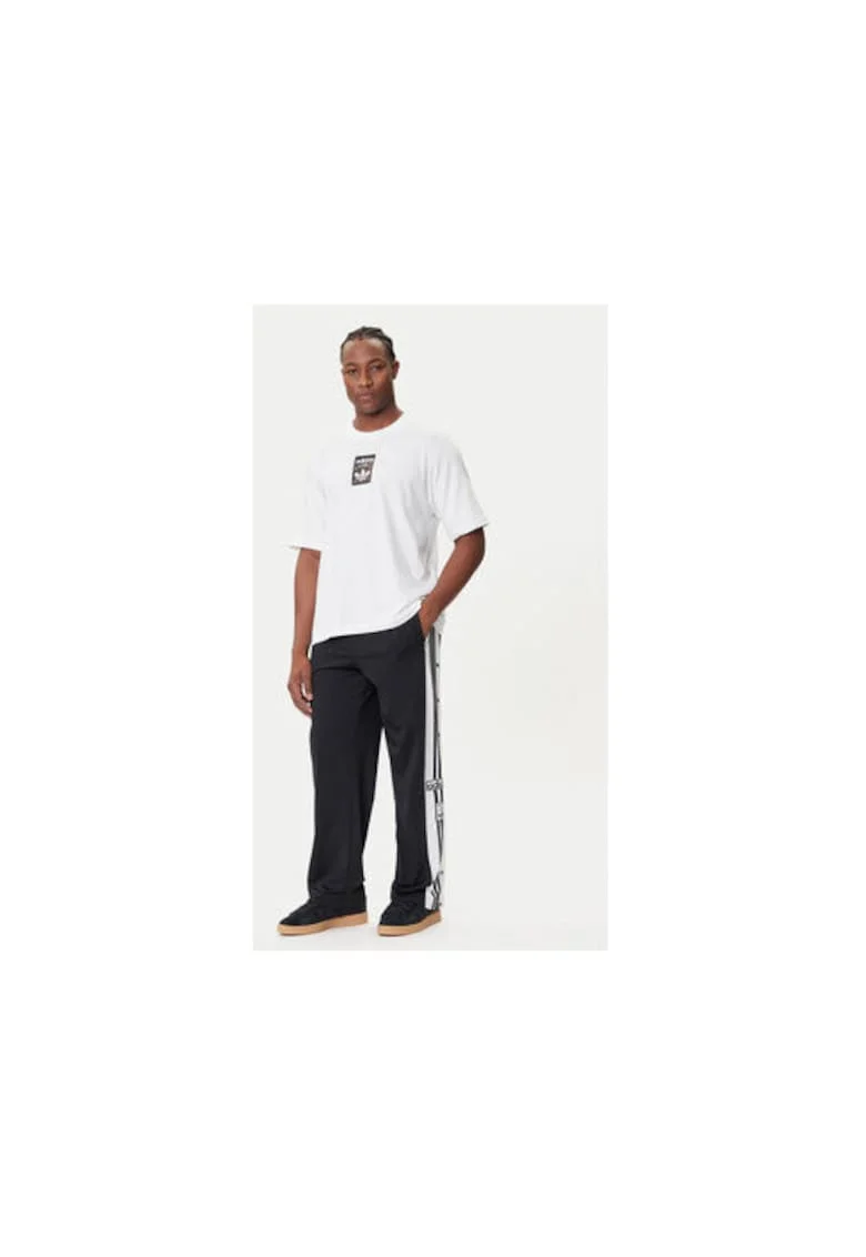Tricou din bumbac cu logo pe piept si decolteu la baza gatului