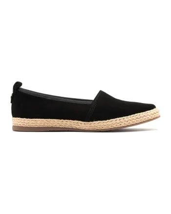 Espadrile de piele intoarsa cu varf rotund, Negru