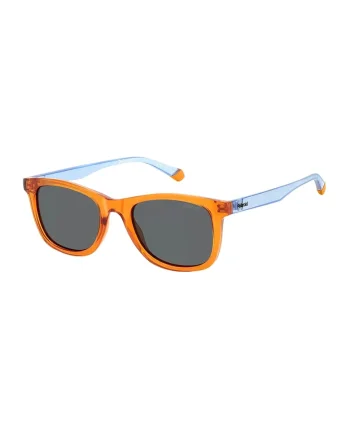 Ochelari de soare wayfarer cu lentile uni, Portocaliu/Albastru